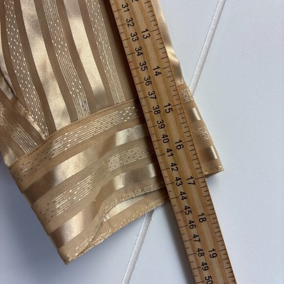 Vintage Joanna Womens Old Money Shimmery‎ Striped Semi-Sheer Blouse Size M Gold - Picture 6 of 7